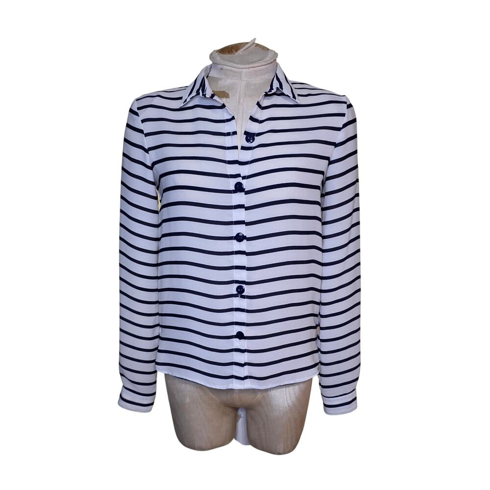 Zara‎ Striped Button Down Blouse Top Size XS